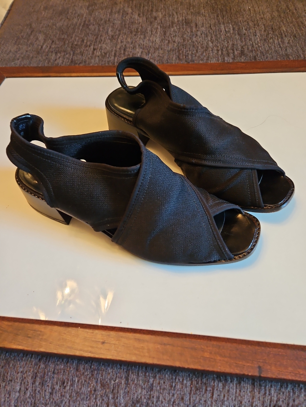 Stuart Weitzman Black Open-Toe Slingback Sandals Size 8.5 B